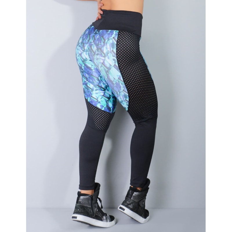 Calça Fitness com Recorte em Tela e Detalhe em Tule | Ref: 4.4.4007-3014