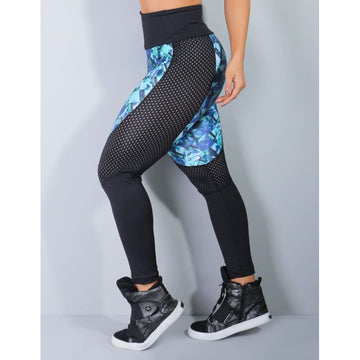 Calça Fitness com Recorte em Tela e Detalhe em Tule | Ref: 4.4.4007-3014