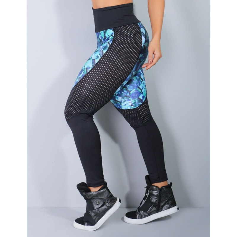 Calça Fitness com Recorte em Tela e Detalhe em Tule | Ref: 4.4.4007-3014
