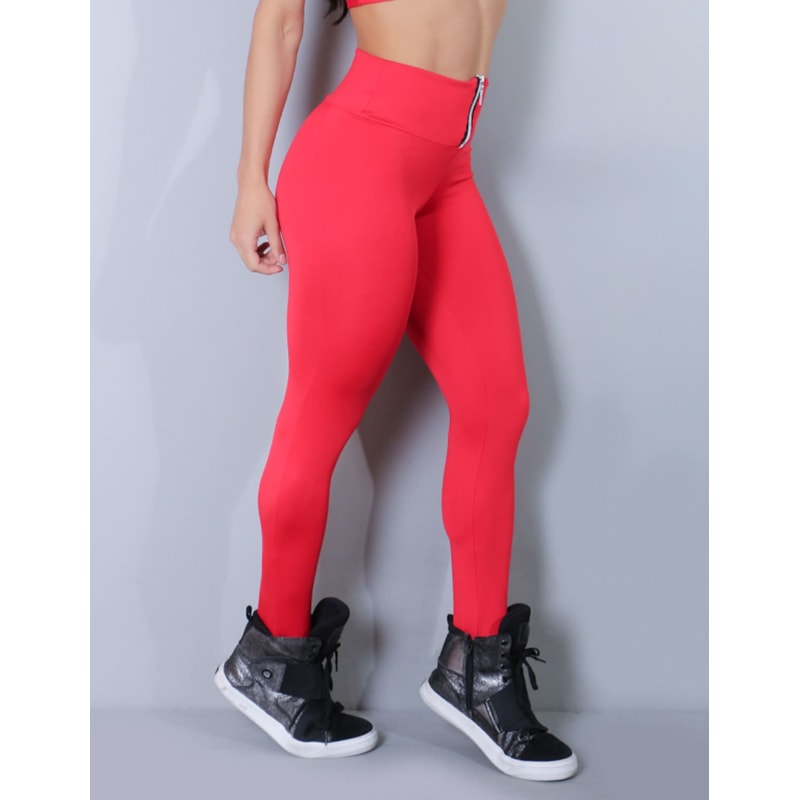 Calça para Academia Vermelha com Zíper no Cós | Ref: 4.4.1653-11