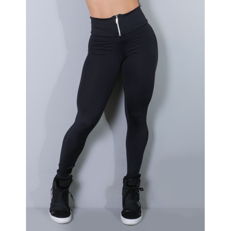 Calça para Academia Preta com Zíper no Cós | Ref: 4.4.1653-01