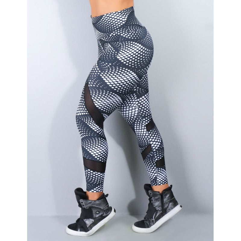 Calça Legging Estampada com Recortes em Tela | Ref: 4.4.1807-3063