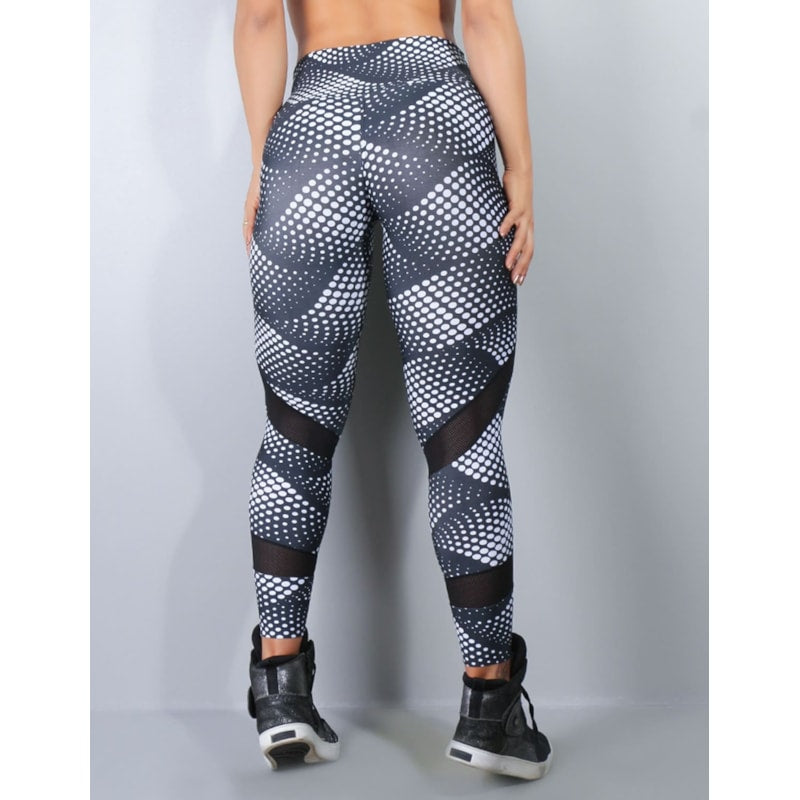 Calça Legging Estampada com Recortes em Tela | Ref: 4.4.1807-3063