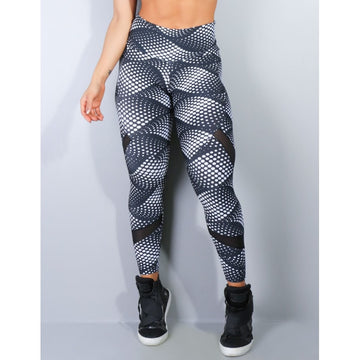 Calça Legging Estampada com Recortes em Tela | Ref: 4.4.1807-3063