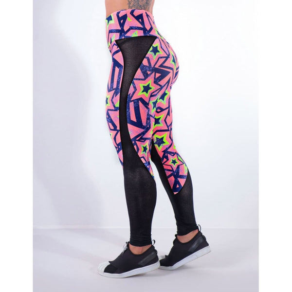 Calça Legging Estampada com Tule Preto | Ref: 4.4.4160-3171