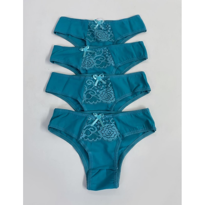 Kit Feminino de Calcinhas com 04 Unidades Detalhe em renda | Ref: KIT679-CALC-VERDE-05