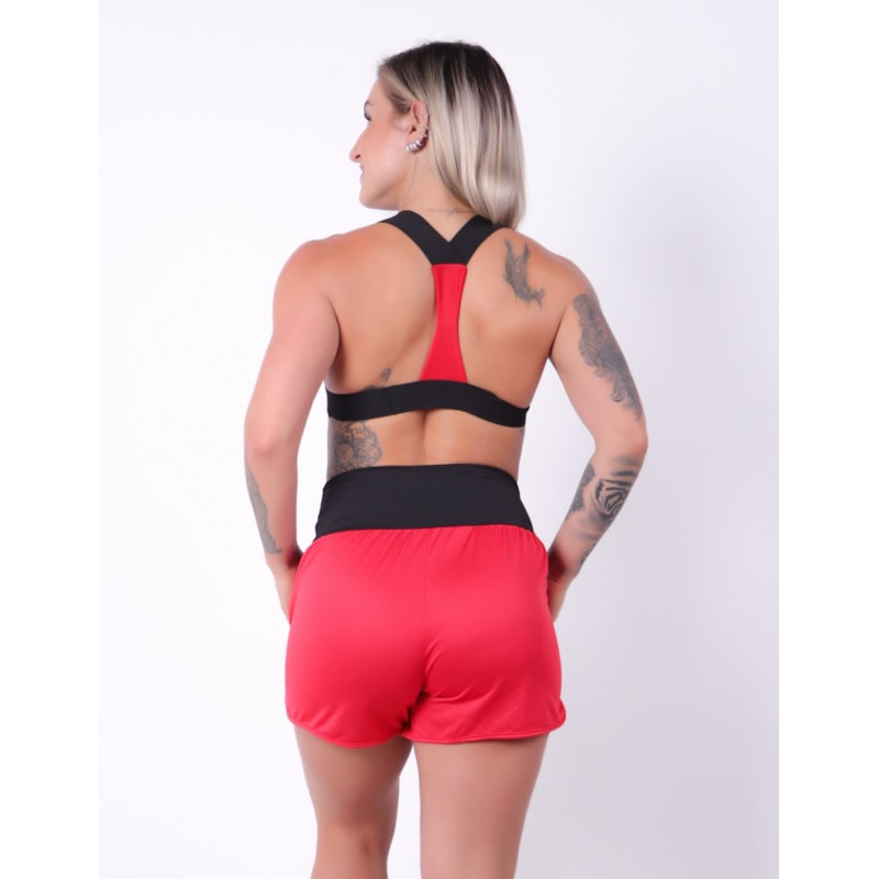 Conjunto Feminino em Dry Fit Vermelho com Short e Top com Bojo | Ref: 8.8.0118-1101