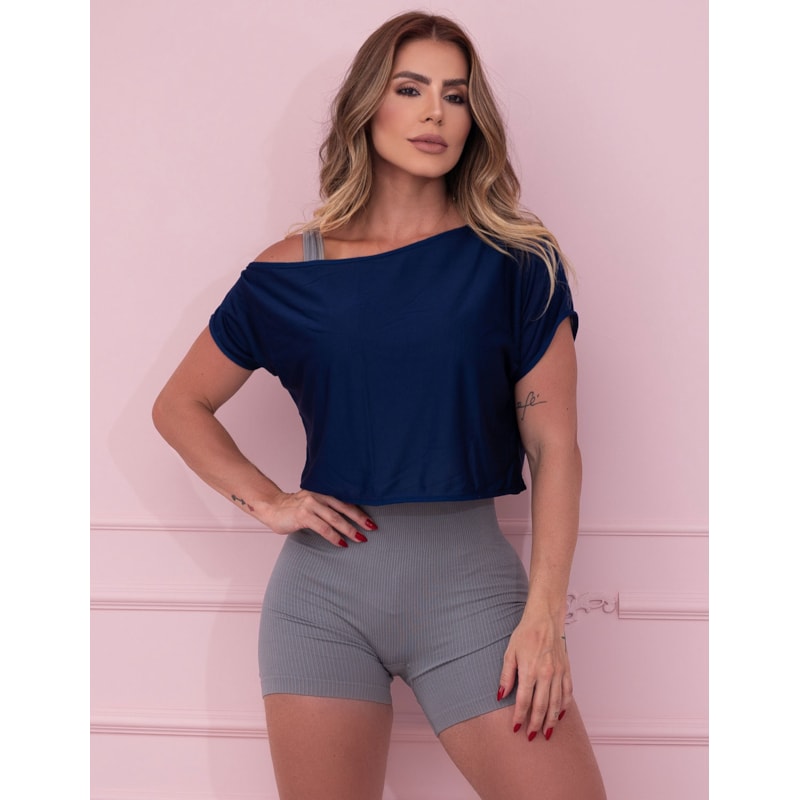 Bata Ombro Só em Dry Fit Azul Marinho | Ref: 4.4.4271-18