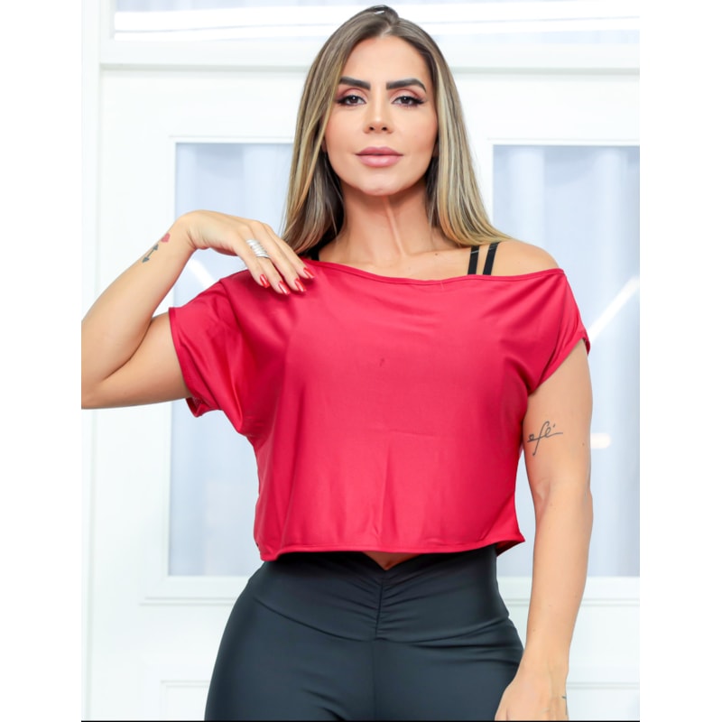 Cropped Feminino Bata Ombro Só em Dry Fit Pink | Ref: 4.4.4271-07
