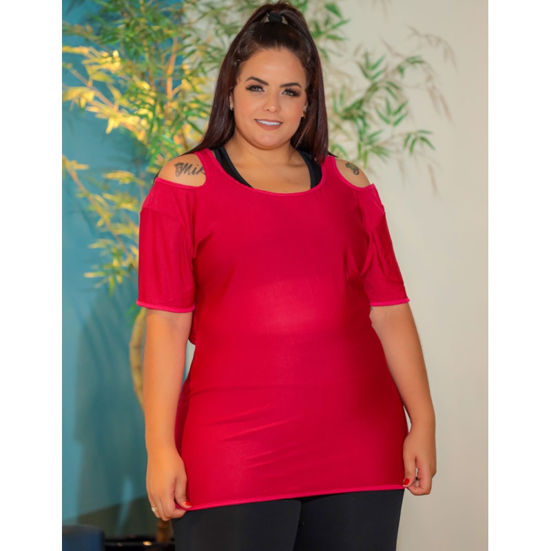 Blusa Fitness Plus Size em Dry Fit Pink | Ref: 4.4.1751-07