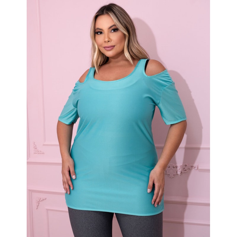 Blusa para Academia Plus Size em Dry Fit Verde | Ref: 4.4.1751-05