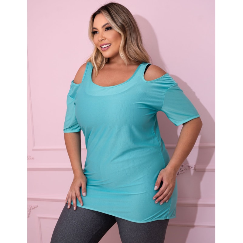 Blusa para Academia Plus Size em Dry Fit Verde | Ref: 4.4.1751-05