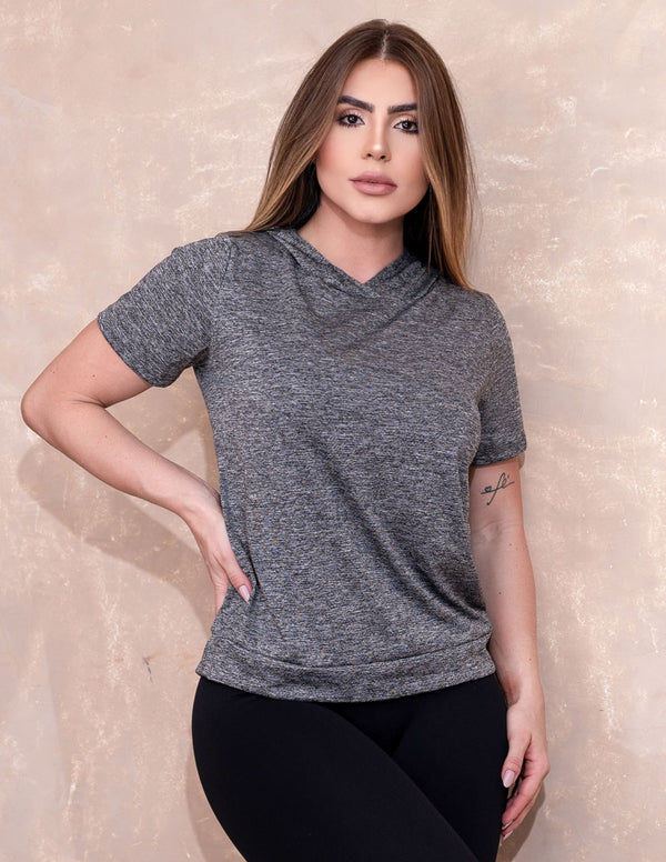 Blusa Fitness Dry Fit Mescla com Capuz | Ref: 4.4.4039-03