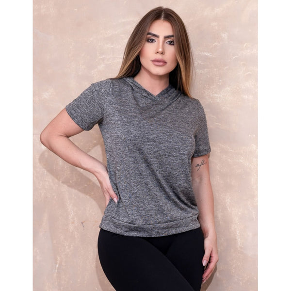 Blusa Fitness Dry Fit Mescla com Capuz | Ref: 4.4.4039-03