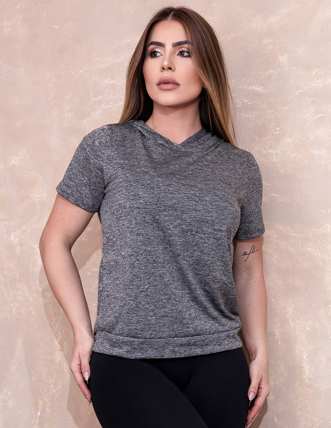 Blusa Fitness Dry Fit Mescla com Capuz | Ref: 4.4.4039-03