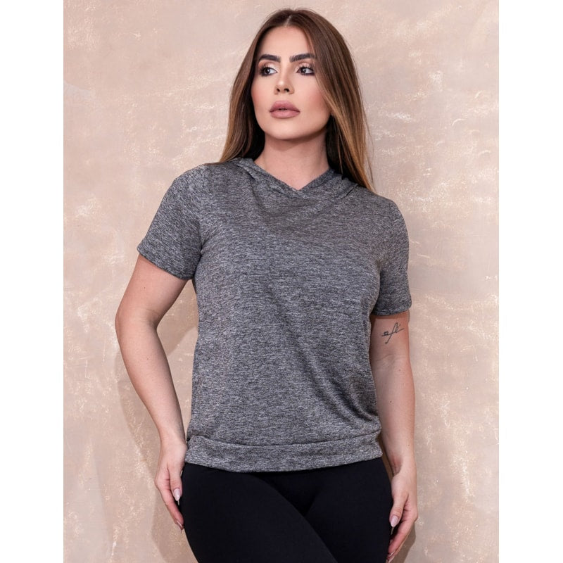 Blusa Fitness Dry Fit Mescla com Capuz | Ref: 4.4.4039-03