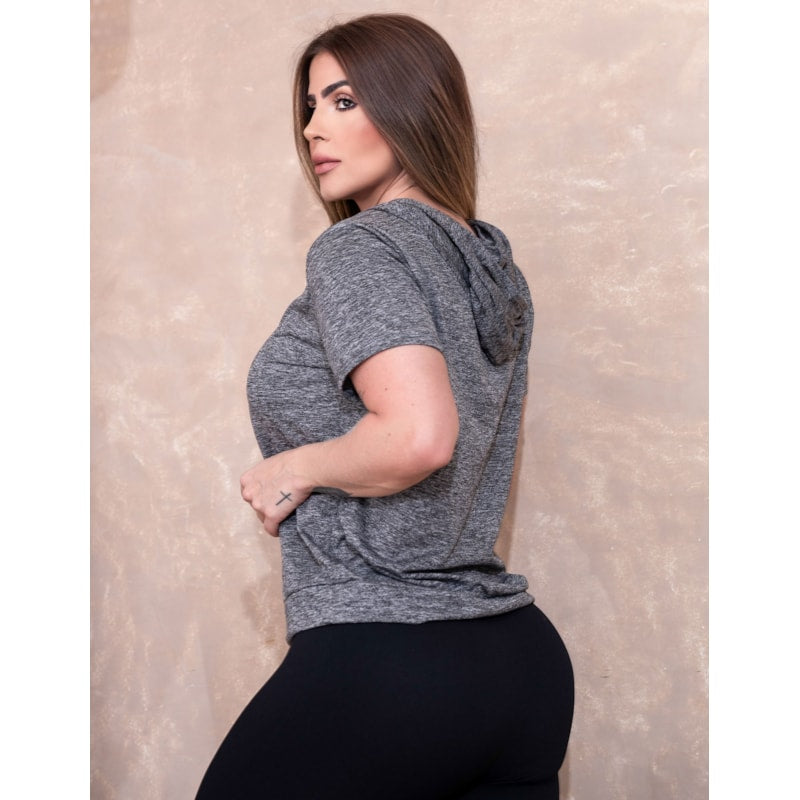 Blusa Fitness Dry Fit Mescla com Capuz | Ref: 4.4.4039-03