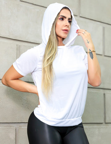 Blusa Fitness Feminina em Dry Fit de Poliéster Branca | Ref: 4.4.4039-02