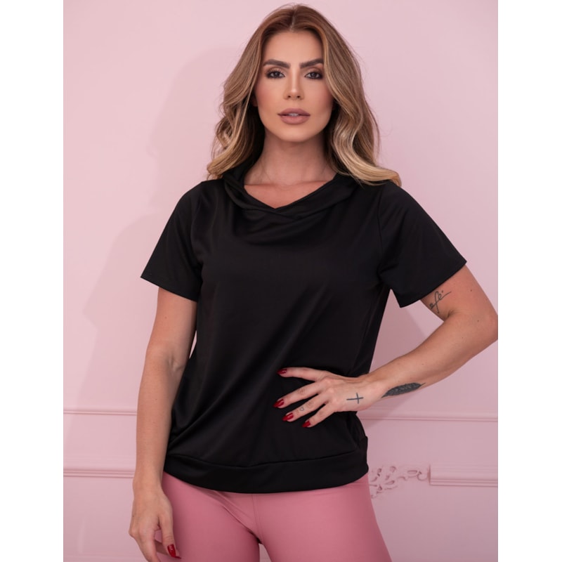 Blusa Fitness em Dry Fit de Poliéster Preto | Ref: 4.4.4039-01