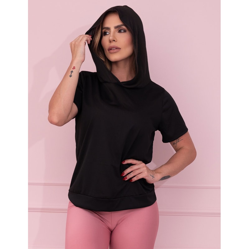 Blusa Fitness em Dry Fit de Poliéster Preto | Ref: 4.4.4039-01
