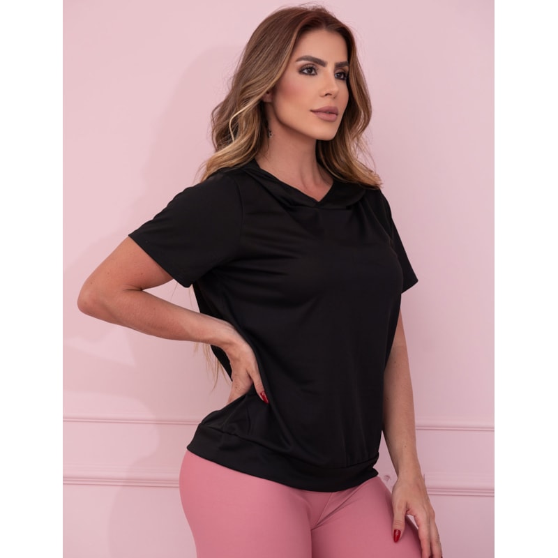 Blusa Fitness em Dry Fit de Poliéster Preto | Ref: 4.4.4039-01