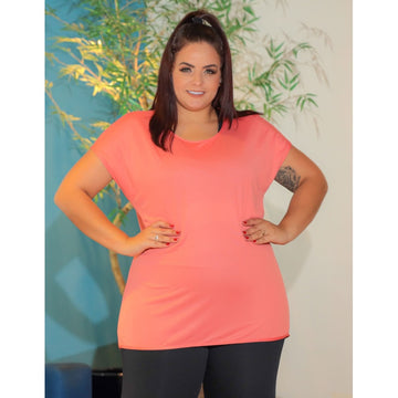 Blusa Fitness Feminina Plus Size em Dry Fit Coral | Ref: 4.4.1752-12