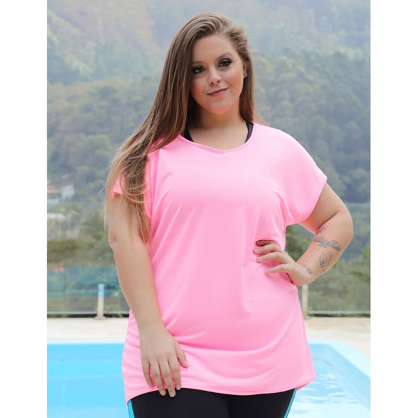 Blusa Fitness Plus Size Rosa Claro em Dry Fit | Ref: 4.4.1752-16