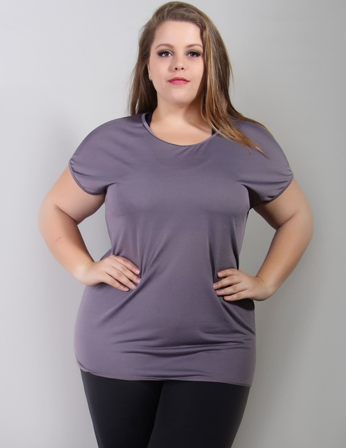Blusa Feminina Plus Size em Dry Fit Grafite | Ref: 4.4.1752-28
