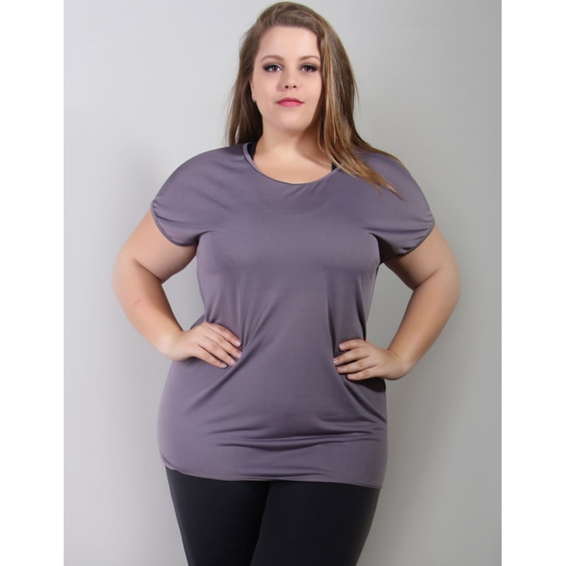 Blusa Feminina Plus Size em Dry Fit Grafite | Ref: 4.4.1752-28