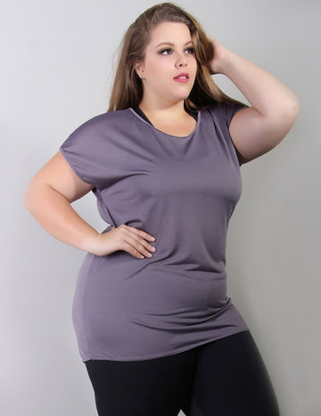 Blusa Feminina Plus Size em Dry Fit Grafite | Ref: 4.4.1752-28