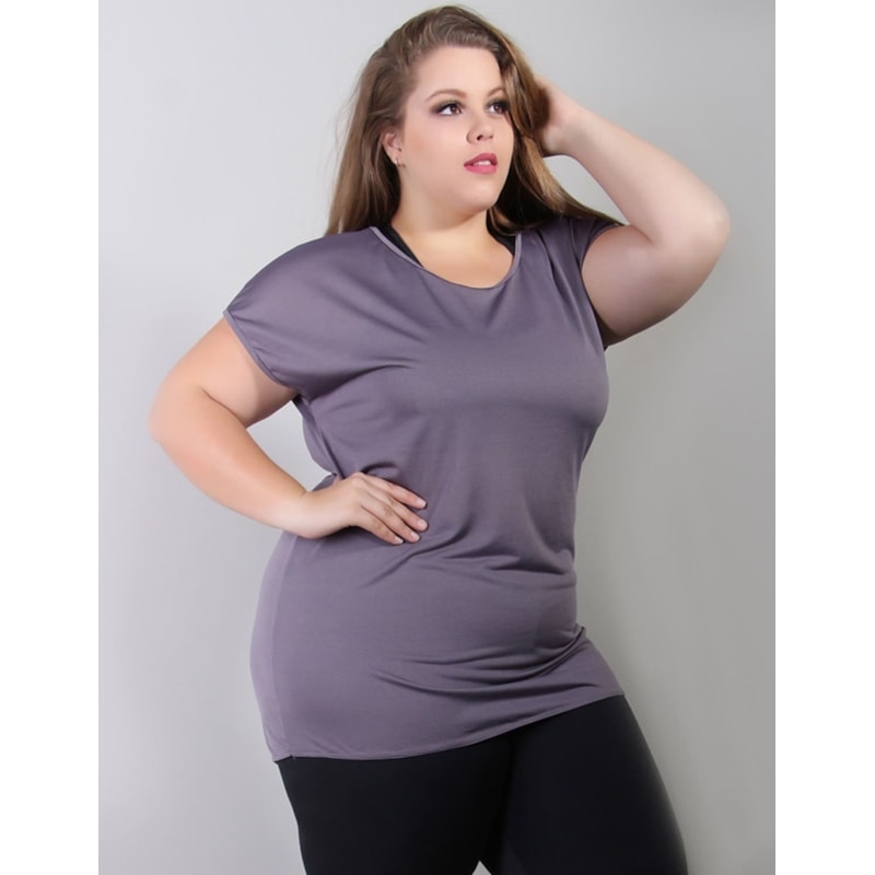 Blusa Feminina Plus Size em Dry Fit Grafite | Ref: 4.4.1752-28
