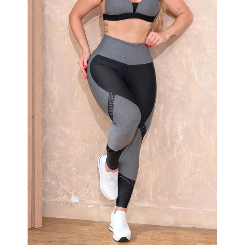 Calça Fitness Feminina com Recortes em Tela | Ref: 4.4.4411-0301