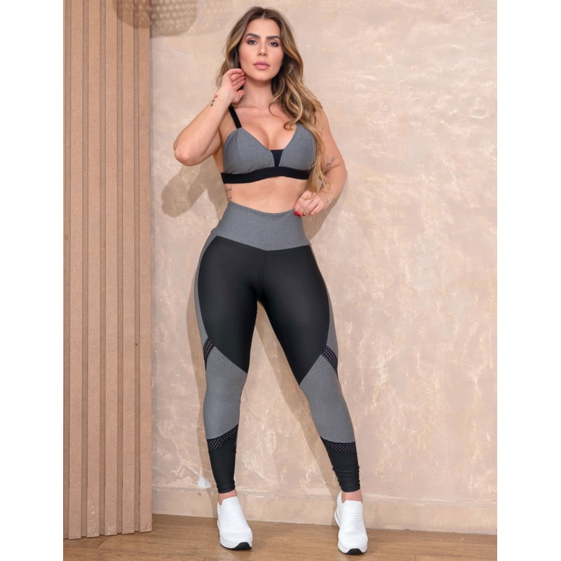 Calça Fitness Feminina com Recortes em Tela | Ref: 4.4.4411-0301