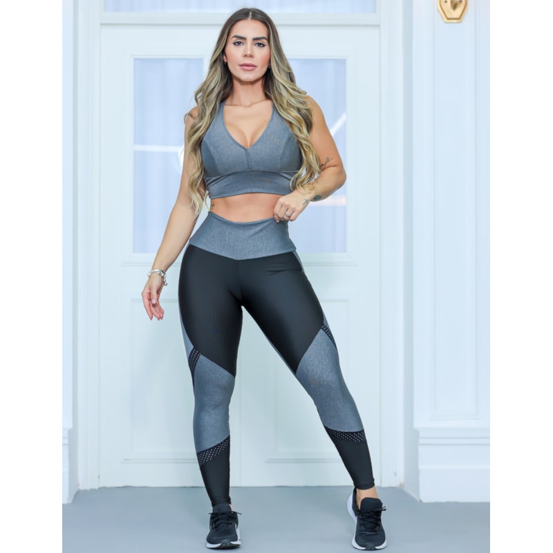 Conjunto Fitness com Calça Legging e Cropped com Bojo | Ref: 8.8.0215-0301