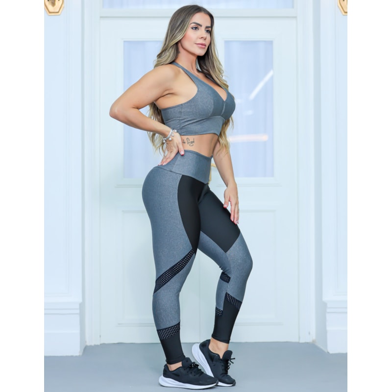 Conjunto Fitness com Calça Legging e Cropped com Bojo | Ref: 8.8.0215-0301