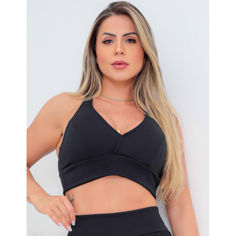 Cropped em Crepe de Alfaiataria com Bojo Removível | Ref: 3.3.2601-01