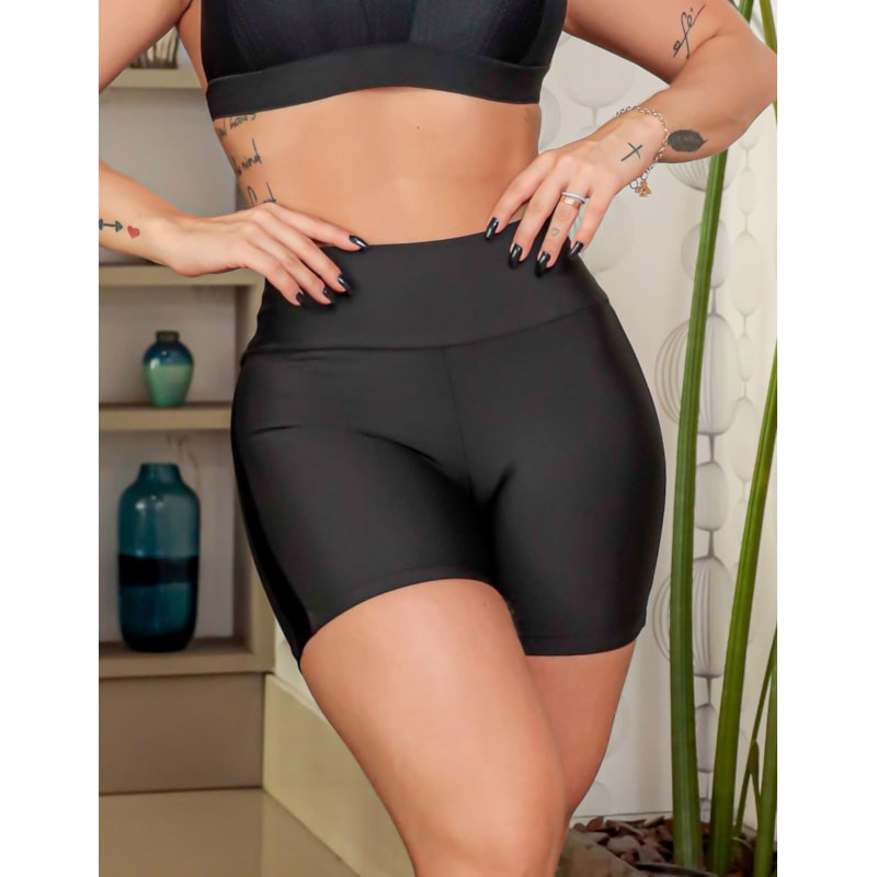 Shortinho Fitness Feminino com Recortes Laterais de Poliamida Texturizada | Ref: 4.4.4444-01