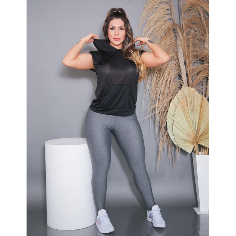 Colete Fechado Feminino Fitness em Dry Fit com Capuz