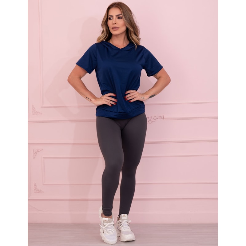 Blusa Fitness Academia Dry Fit Furadinho com Capuz