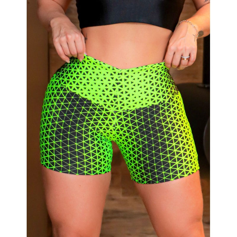 Short Academia Feminino Estampado Cintura Alta