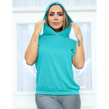 Blusinha Feminina Para Academia com Capuz em Dry Fit