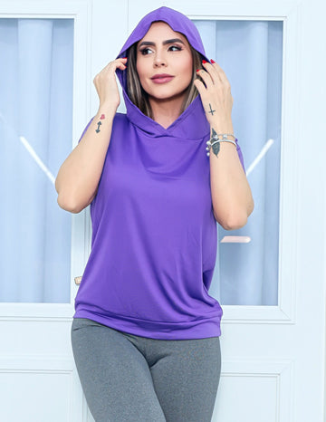 T-shirt Com Capuz Fitness Feminina em Dry Fit