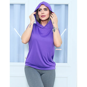 T-shirt Com Capuz Fitness Feminina em Dry Fit