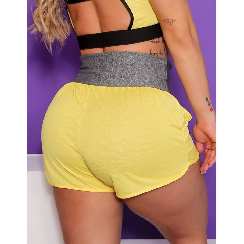 Short Feminino Running em Dry Fit com Bolsos Laterais