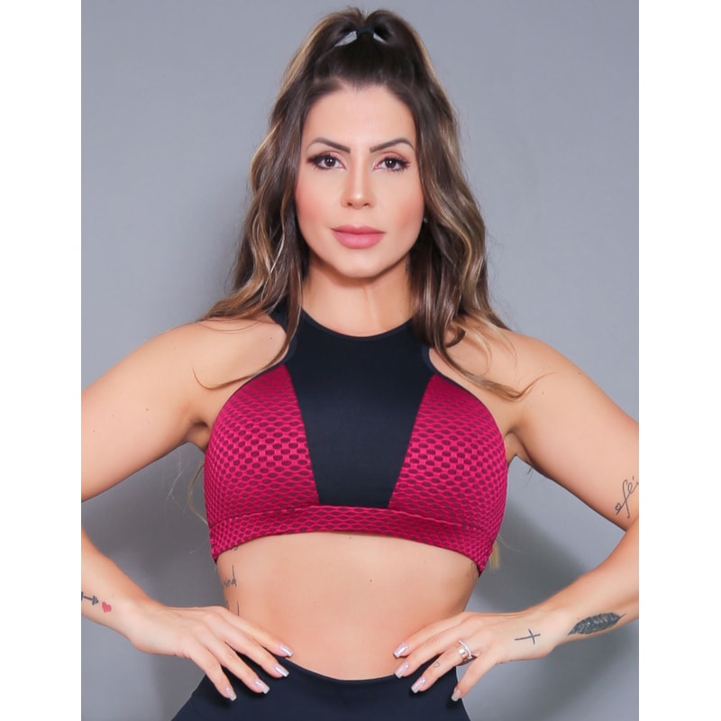 Cropped Feminino Poliamida 3D Texturizada Academia