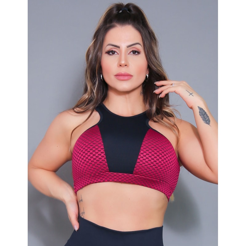 Cropped Feminino Poliamida 3D Texturizada Academia