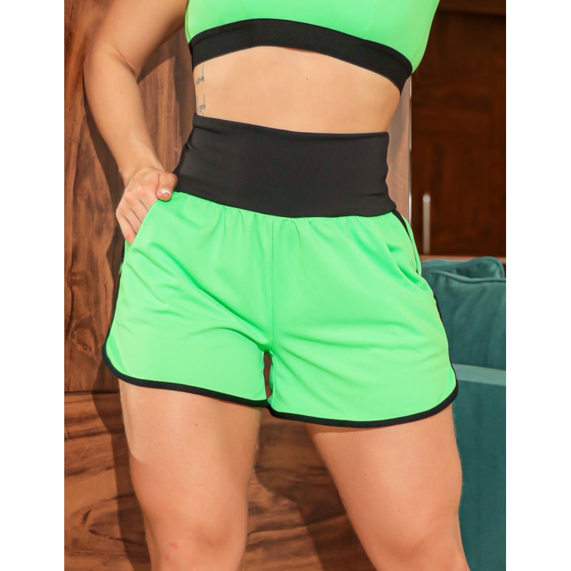 Shortinho Feminino Academia Esportivo Running com Bolso Dry Fit