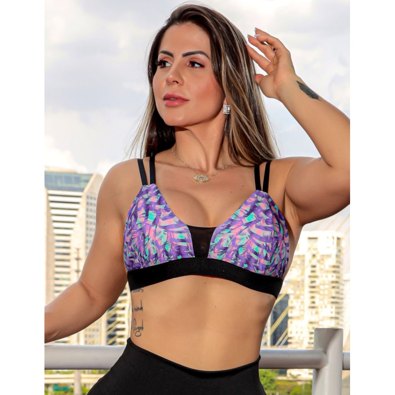 Conjunto Feminino Estampado para Academia Shorts com Bolso e Top