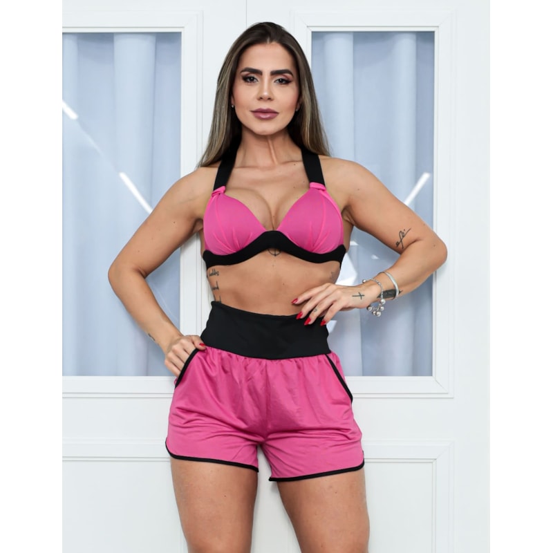 Shortinho Verão em Tecido Dry Fit com Bolsos Laterais Sem Forro