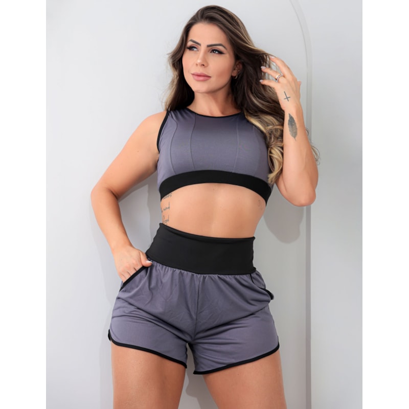 Cropped Top Academia Fitness Feminino em Dry Fit sem Bojo